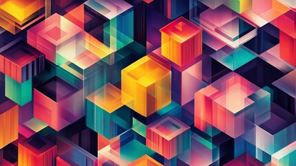 Obraz premium Geometric patterns made of interlocking cubes and squares, modern and futuristic, ultra-detailed, 8k