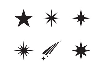 a set of black star icons on a white background