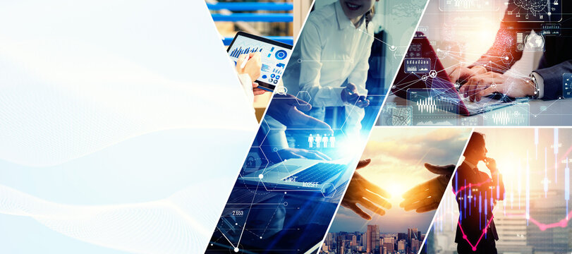 様々なビジネスイメージのコラージュビジュアル