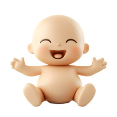 Cheerful 3D Rendered Baby Symbol Emoji Isolated on White Background