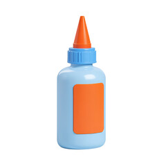 Fototapeta premium Blue Plastic Bottle with Orange Label and Cap Containing Adhesive