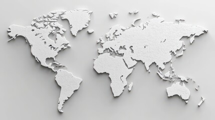 White World Map with Textured Surface on Light Background