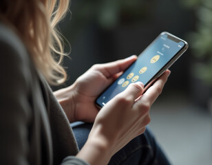 Girl Sending Emojis on Smartphone