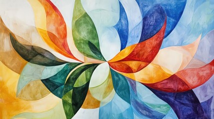 Colorful abstract watercolor painting with organic shapes and flowing motion