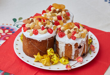 Decorated Easter Breads on Plate