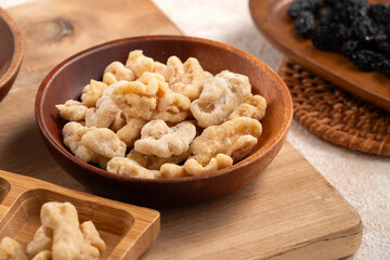 Flavored mixed nuts in bowls.