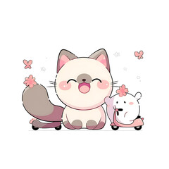 Obraz premium Playful and whimsical cat illustrations in vibrant and minimalist designs