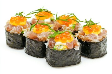 Delicious Tuna Sushi Rolls with Caviar.