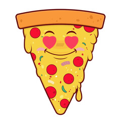 pizza love face cartoon cute