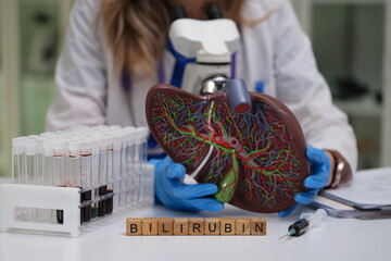 We are investigating bilirubin levels using a liver model and running blood tests in a controlled lab for accuracy