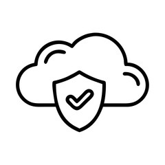 Cloud symbol with a shield, representing cloud security and data protection
