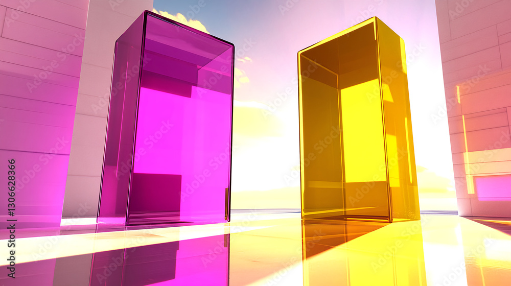 Poster dynamic colorful structures abstract design digital artwork creative studio aerial view visual innov