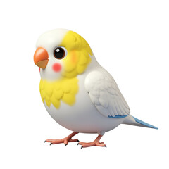 Chubby Cartoon Budgie Displays Playful Features