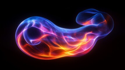 Fototapeta premium Abstract energy flow, vibrant colors, dark background, digital art, design element