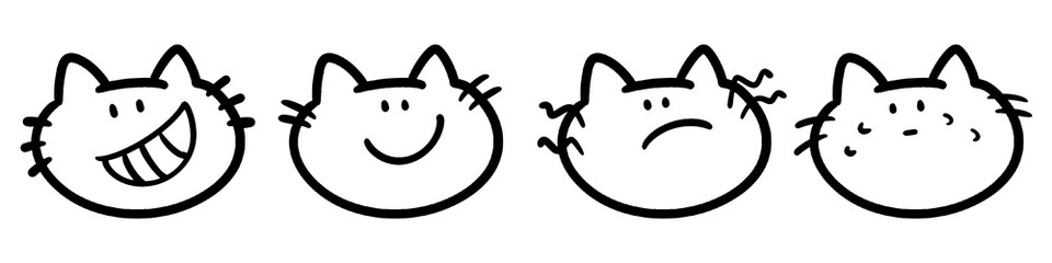 Expressive Cat Faces - Cute Minimalist Emotions (outline)