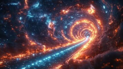 Obraz premium Infinite cosmic cosmic portal, linking distant worlds with luminous highways, futuristic, digital, surreal sci-fi masterpiece