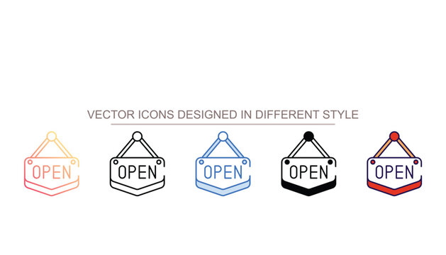 Open Sign icon design with white background stock illustration