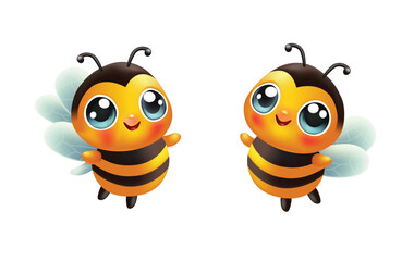 3D cute bee illustration. Vector illustration.