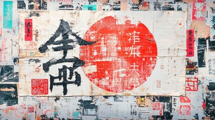 Obraz premium Ancient Chinese Seal Script Design, elegant brush characters on textured aged paper, minimalist backdrop, spacious and uncluttered aesthetic, harmonious and cultural elements