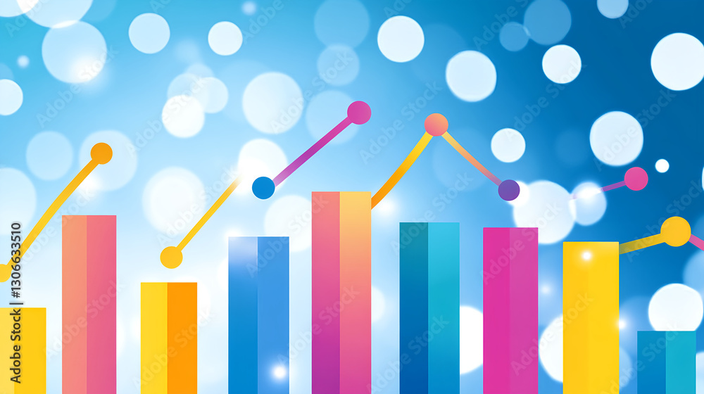 Poster data visualization trends business insights bar graphs digital environment colorful metrics for anal