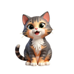 Obraz premium Cheerful Tabby Kitten Sits Playfully