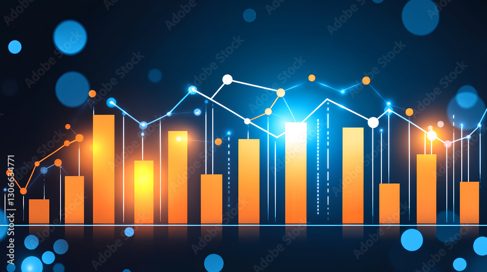 Poster data visualization trends bar graphs and line charts in a dynamic business environment