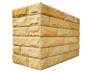 Beige textured stone wall sample on a transparent background