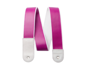 Pink and white guitar strap for musicians on a transparent background