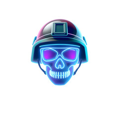 Soldier helmet holographic 3D icon. neon symbol vector illustration isolated on white background. Generative AI