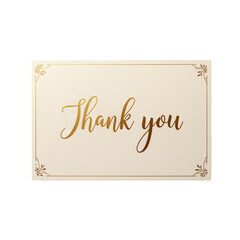 Cream-colored Thank You Card with Gold Foil Script and Floral Accents