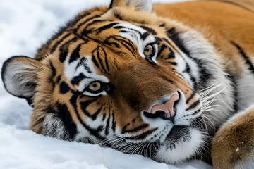 Fototapeta premium Close up on a Tiger's face in front of isolated on white background. 