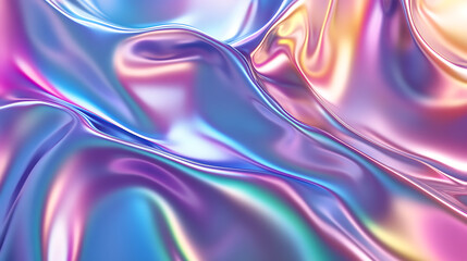 Iridescent Metallic Fluid Texture with Vibrant Pastel Colors and Glossy Surface

