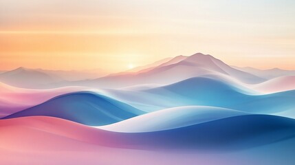 Pastel Mountains Sunset Landscape