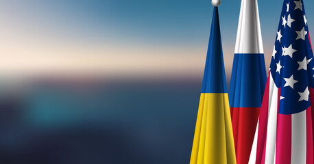 USA Ukraine Russia Background Flags © MH