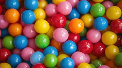 A colorful assortment of plastic balls in various hues, likely for play or decoration.