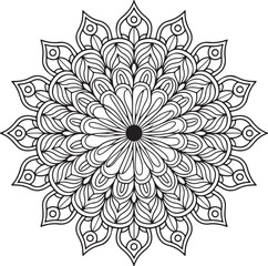 Floral mandala design, Geometry Mandala for Spiritual Healing, and Inner Peace, Mandala silhouette vector style with white background
