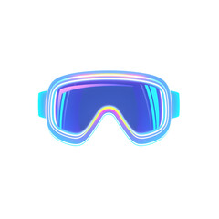 Snow goggles holographic 3D icon. neon symbol vector illustration isolated on white background. Generative AI