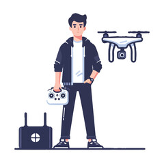 vector of people with their drones
