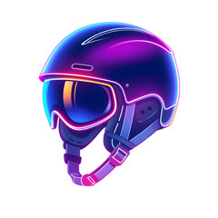 Ski helmet holographic 3D icon. neon symbol vector illustration isolated on white background. Generative AI