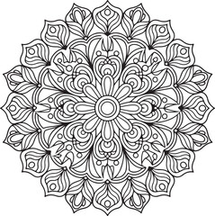 Floral mandala design, Geometry Mandala for Spiritual Healing, and Inner Peace, Mandala silhouette vector style with white background