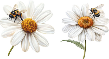 Obraz premium Honey color on daisy, white background 
