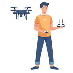 vector of people with their drones