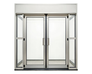 Automatic glass doors on a transparent background