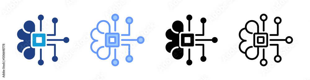 Poster Machine Learning icon set multiple style collection