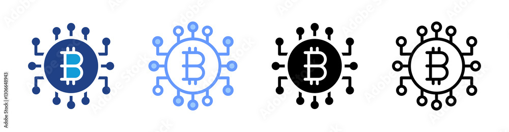 Poster cryptocurrency icon set multiple style collection