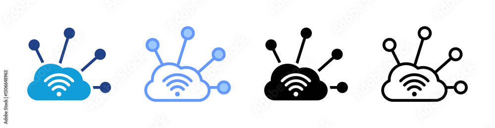 Poster Iot icon set multiple style collection