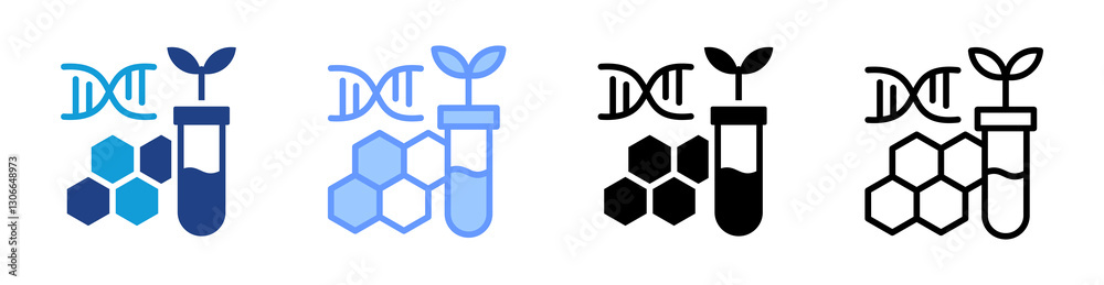Poster biotechnology icon set multiple style collection