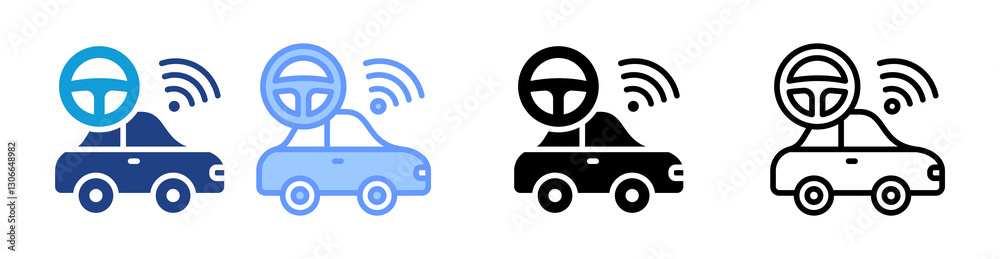 Poster Autonomous Vehicle icon set multiple style collection