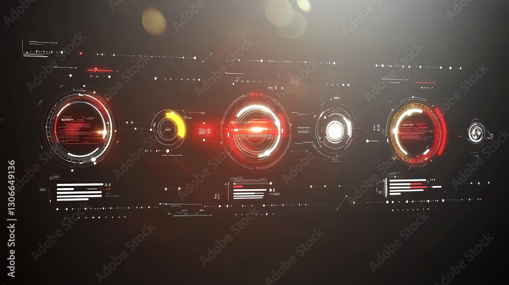 Poster futuristic data visualization display digital interface technology abstract environment close-up vie