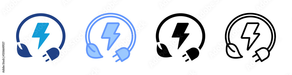 Poster Renewable Energy icon set multiple style collection